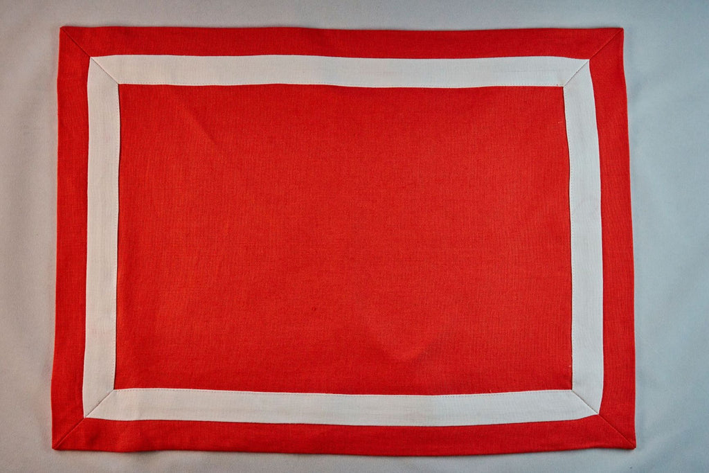Inset Band Placemat Set in Apple Red